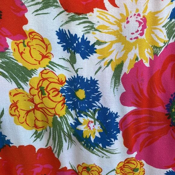 Vintage 60s Ellen G Shift Dress Small Floral Sleeveless Pnk Yellow Blue - Picture 3 of 4